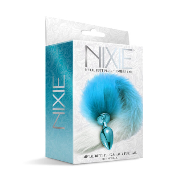 850010096971 Nixie Metal Butt Plug With Ombre Tail Blue Metallic