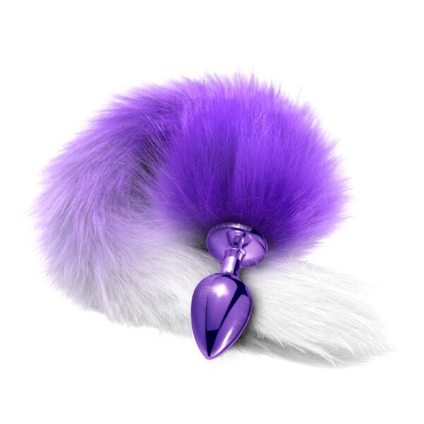 850010096988 2 Nixie Metal Butt Plug With Faux Fur Ombre Tail Medium Purple Metallic