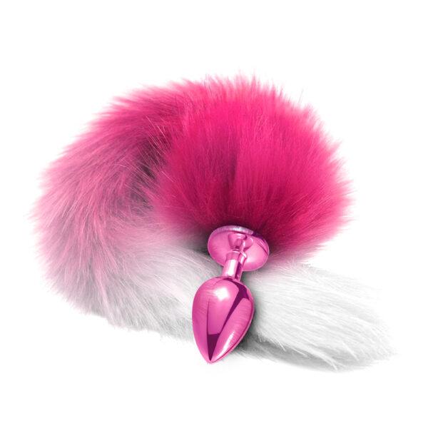 850010096995 2 Nixie Metal Butt Plug With Faux Fur Ombre Tail Medium Pink Metallic