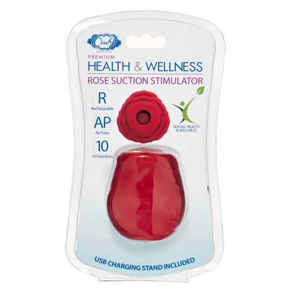 850013016655 Cloud 9 Health & Wellness Rose Suction Stimulator Red