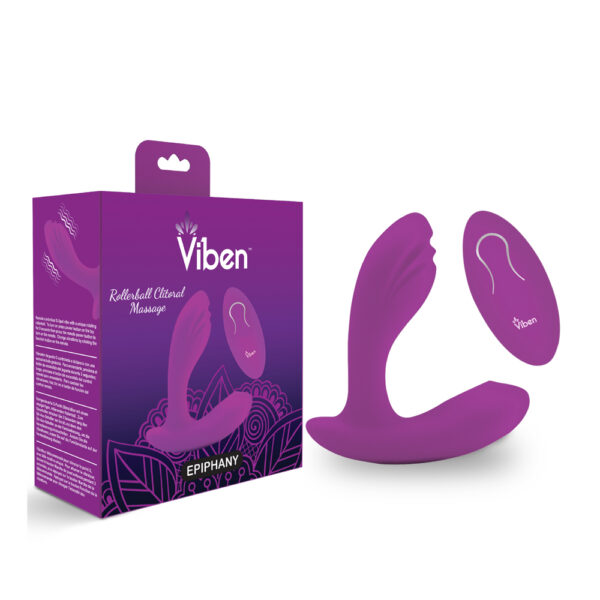 850018691031 Viben Epiphany Insertable Panty Vibe With Clitoral Roller Ball Berry