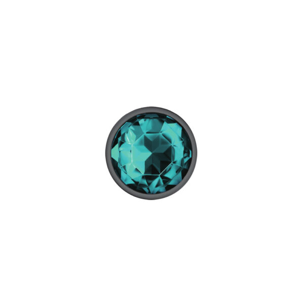 850018691208 3 Cheeky Charms Metal Butt Plug Gunmetal Round Teal Small