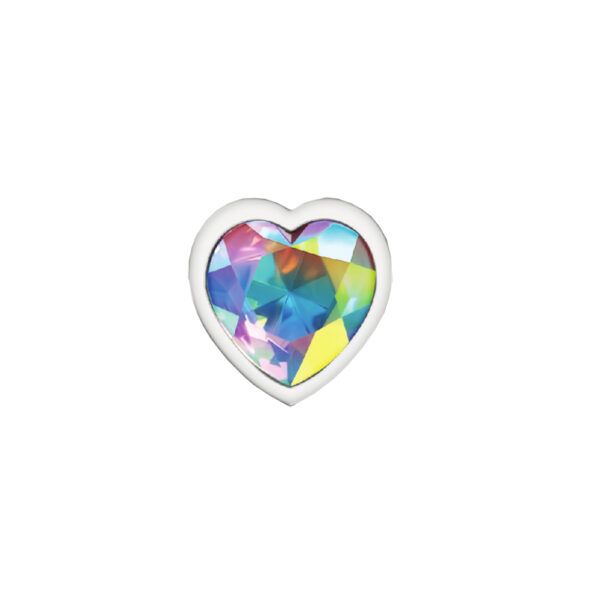 850018691277 3 Cheeky Charms Metal Butt Plug Silver Heart Clear Iridescent Medium