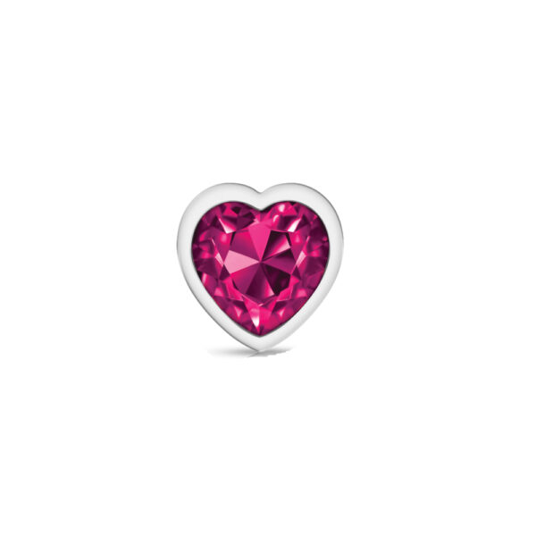 850018691291 3 Cheeky Charms Metal Butt Plug Silver Heart Bright Pink Small