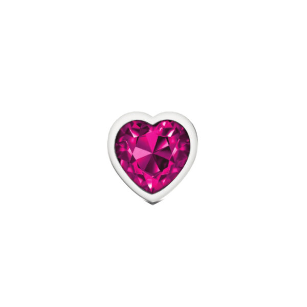 850018691307 3 Cheeky Charms Metal Butt Plug Silver Heart Bright Pink Medium