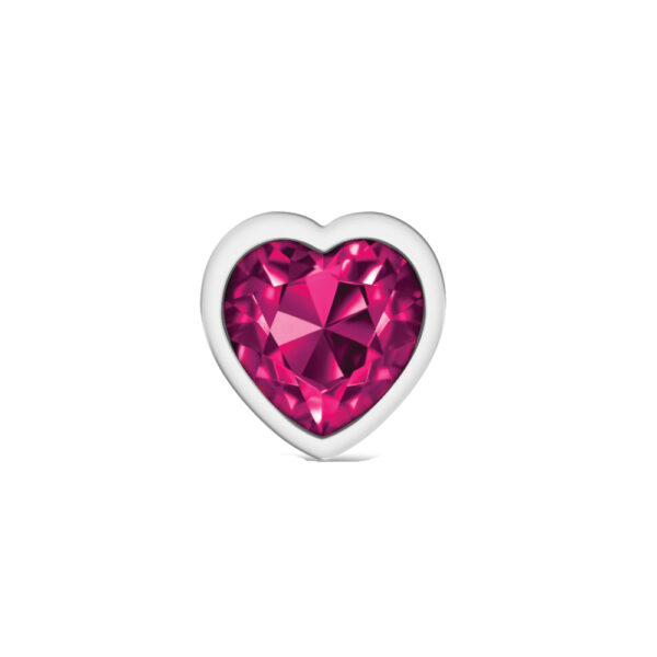 850018691314 3 Cheeky Charms Metal Butt Plug Silver Heart Bright Pink Large