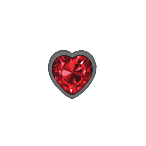 850018691369 3 Cheeky Charms Metal Butt Plug Gunmetal Heart Deep Red Medium