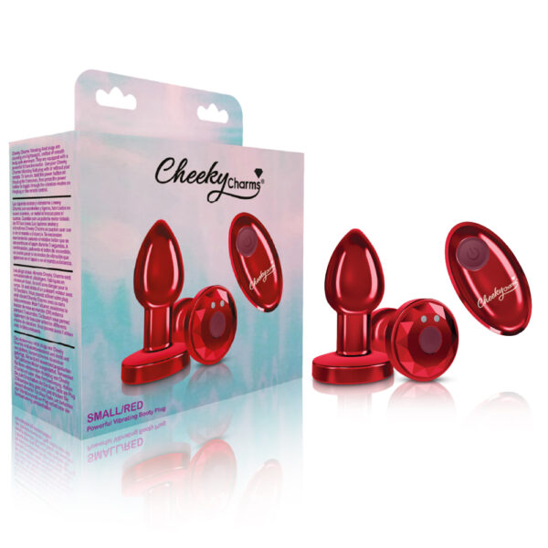 850018691420 Cheeky Charms Vibrating Butt Plug Red Small