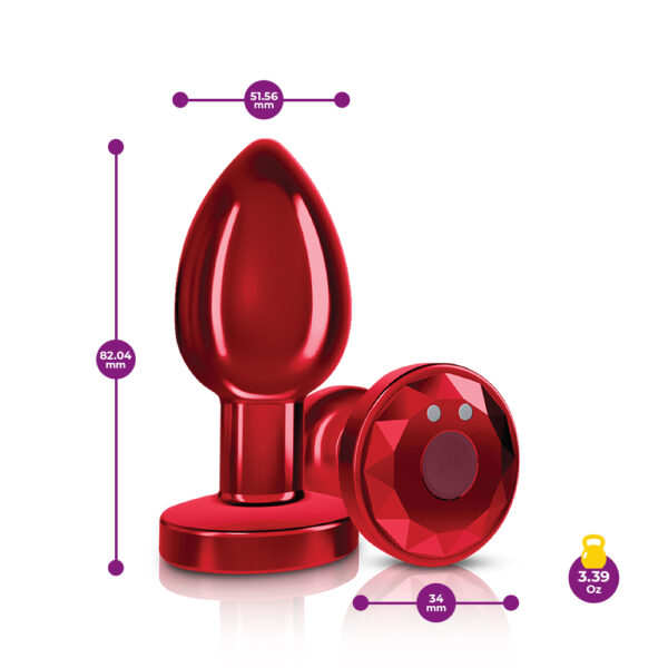 850018691437 3 Cheeky Charms Vibrating Butt Plug Red Medium