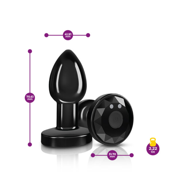 850018691444 3 Cheeky Charms Vibrating Butt Plug Gunmetal Small