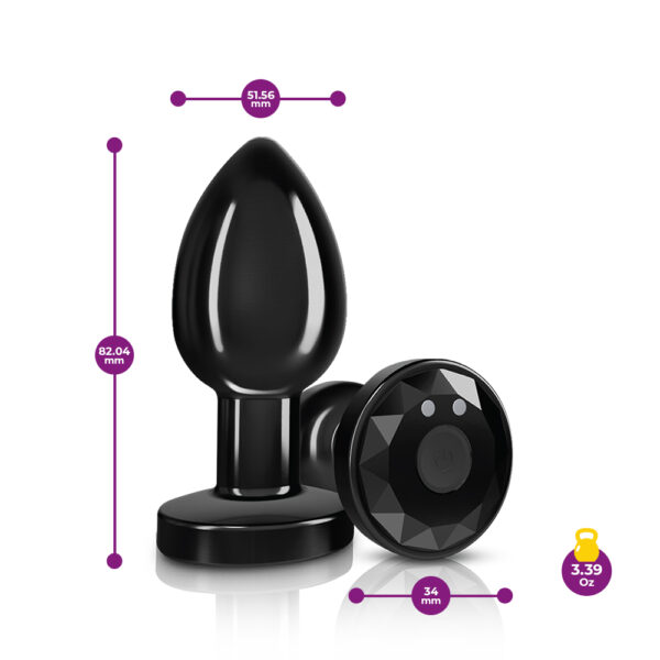 850018691451 2 Cheeky Charms Vibrating Butt Plug Gunmetal Medium