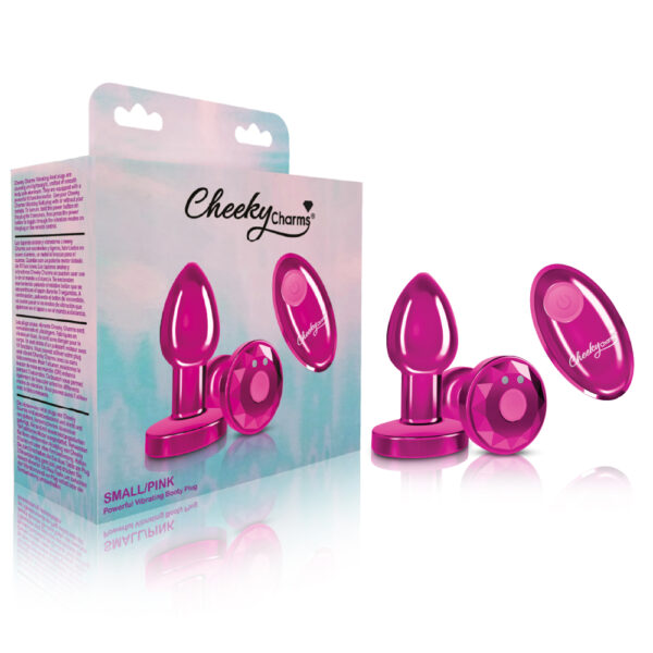 850018691468 Cheeky Charms Vibrating Butt Plug Pink Small