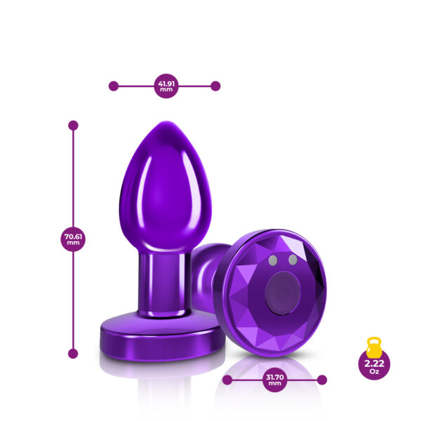 850018691482 3 Cheeky Charms Vibrating Butt Plug Purple Small