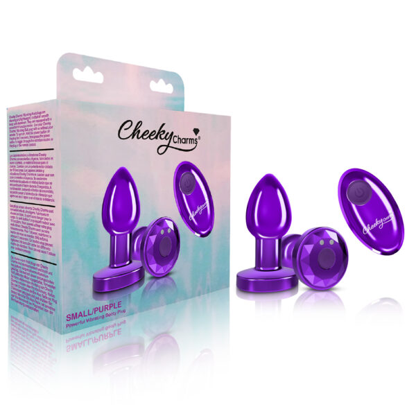 850018691482 Cheeky Charms Vibrating Butt Plug Purple Small