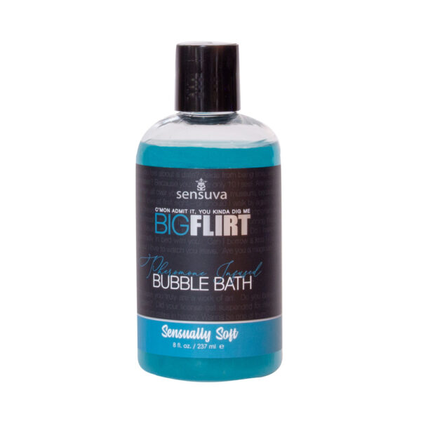 855559008287 Big Flirt Pheromone Bubble Bath Sensually Soft 8 oz. Bottle