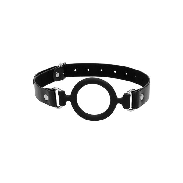 8714273492425 2 Ouch! Silicone Ring Gag With Leather Straps Black