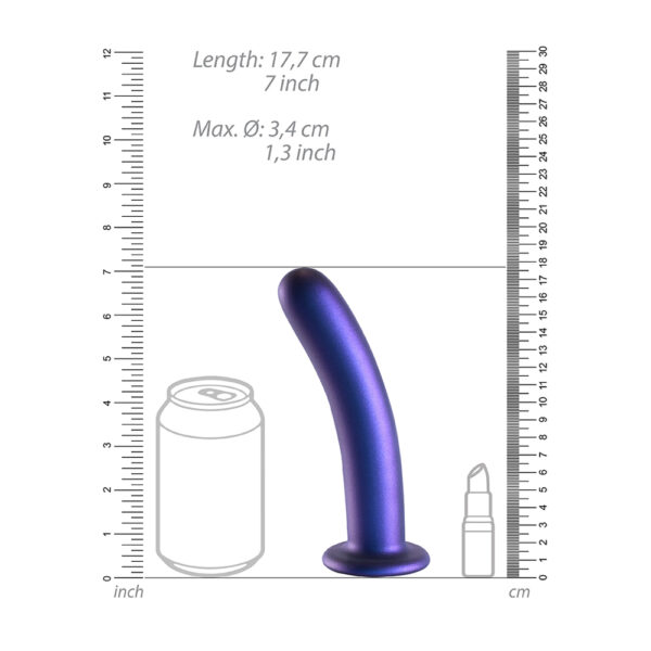 8714273494337 3 Smooth Silicone G-Spot Dildo 7" Metallic Blue