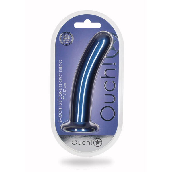 8714273494337 Smooth Silicone G-Spot Dildo 7" Metallic Blue