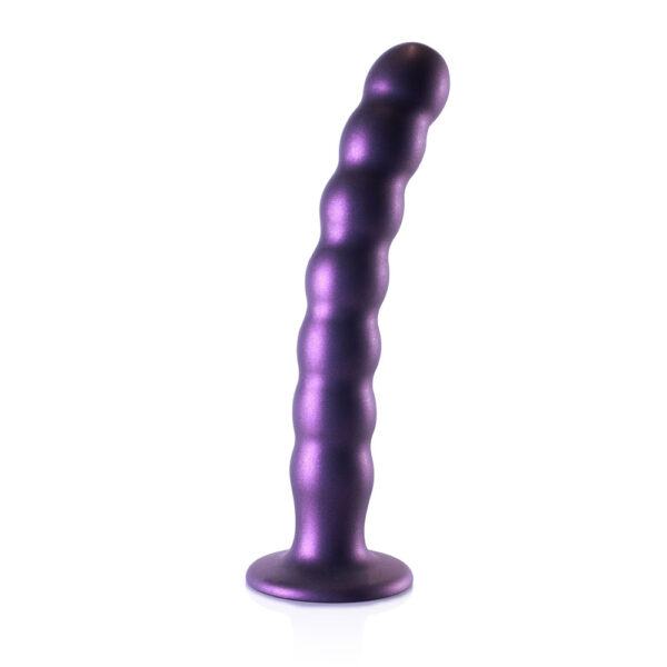 8714273495105 2 Beaded Silicone G-Spot Dildo 8" Metallic Purple