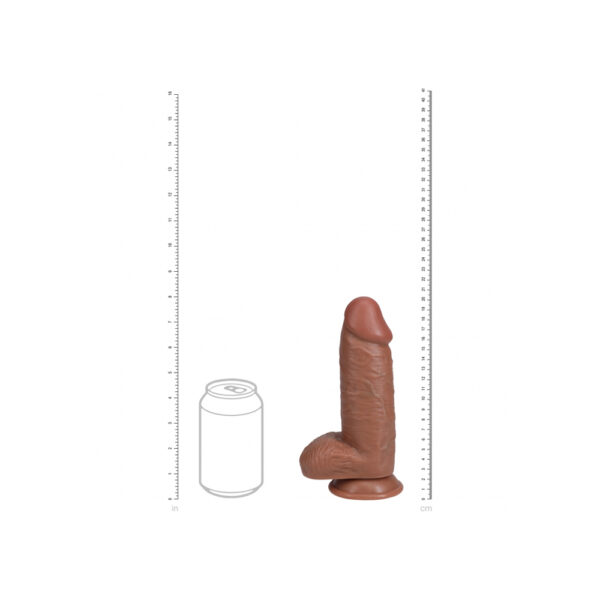 8714273505200 3 Realrock Extra Thick Realistic Dildo With Balls 8" Tan