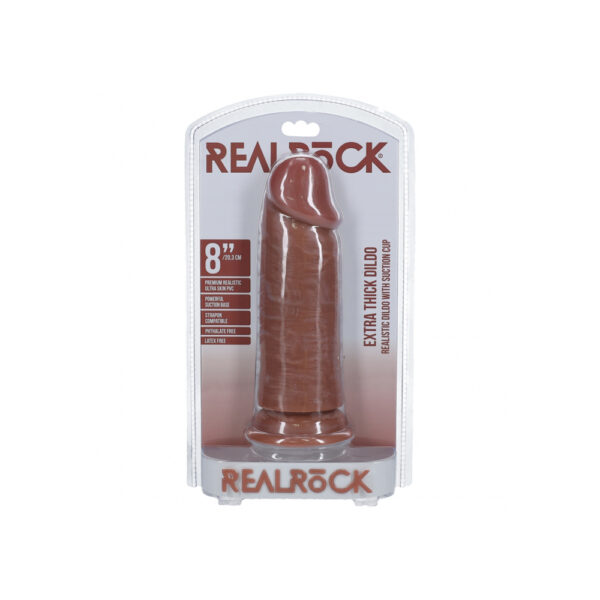 8714273505293 Realrock Extra Thick Realistic Dildo No Balls 8" Tan