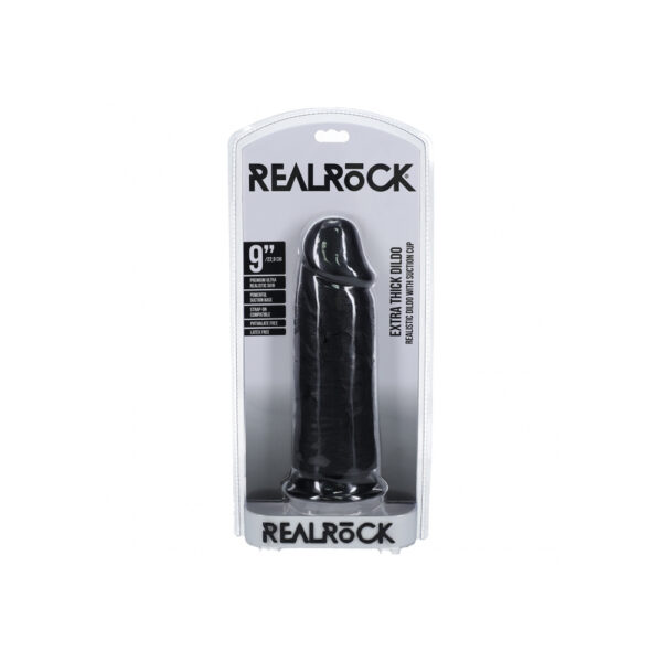 8714273505309 Realrock Extra Thick Realistic Dildo No Balls 9" Black