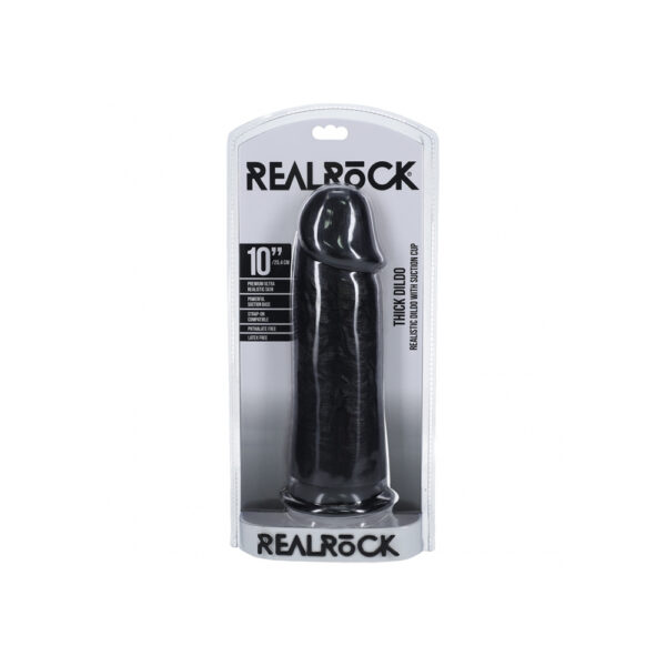 8714273505798 Realrock Extra Thick Realistic Dildo No Balls 10" Black
