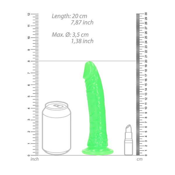 8714273519948 3 Realrock Glow In The Dark Slim Dildo 7'' Neon Green