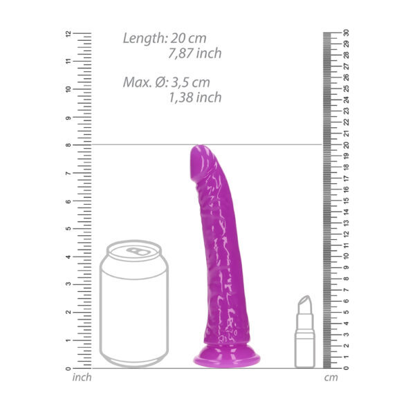 8714273519962 3 Realrock Glow In The Dark Slim Dildo 7'' Neon Purple