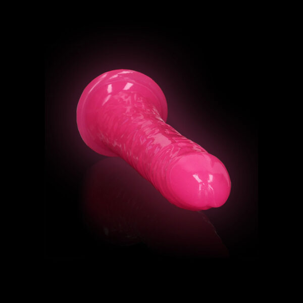 8714273519993 2 Realrock Glow In The Dark Slim Dildo 8'' Neon Pink