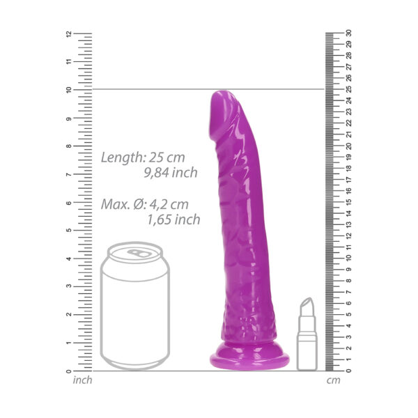 8714273520043 3 Realrock Glow In The Dark Slim Dildo 9'' Neon Purple