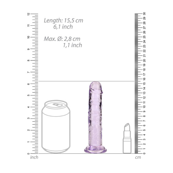 8714273520333 3 Realrock Crystal Clear Straight Realistic Dildo With Suction Cup 6'' Purple