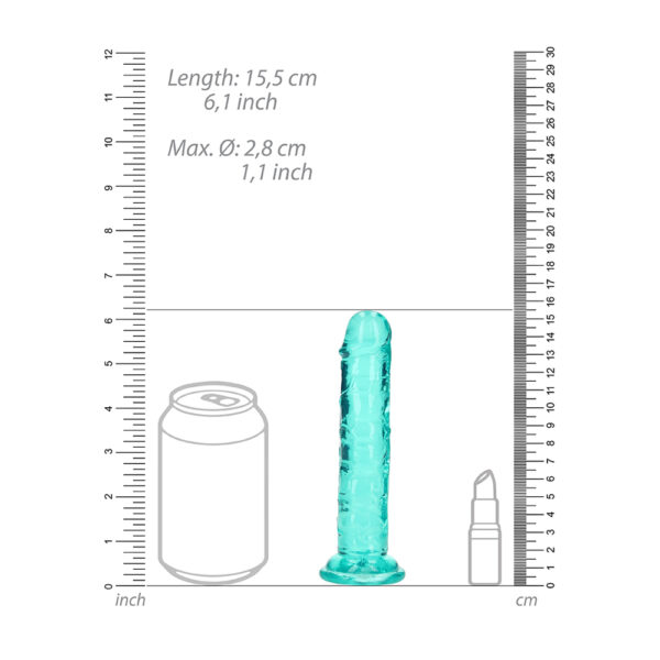 8714273520340 3 Realrock Crystal Clear Straight Realistic Dildo With Suction Cup 6'' Turquoise