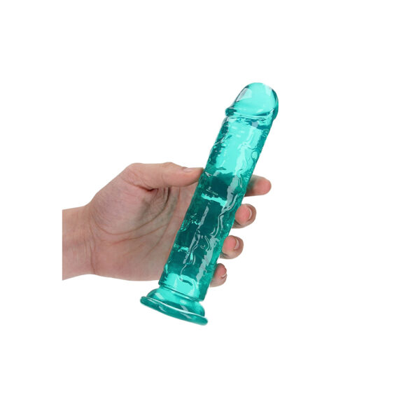 8714273520432 2 Realrock Crystal Clear Straight Realistic Dildo With Suction Cup 7'' Turquoise