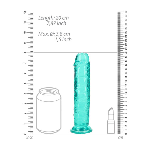 8714273520432 3 Realrock Crystal Clear Straight Realistic Dildo With Suction Cup 7'' Turquoise