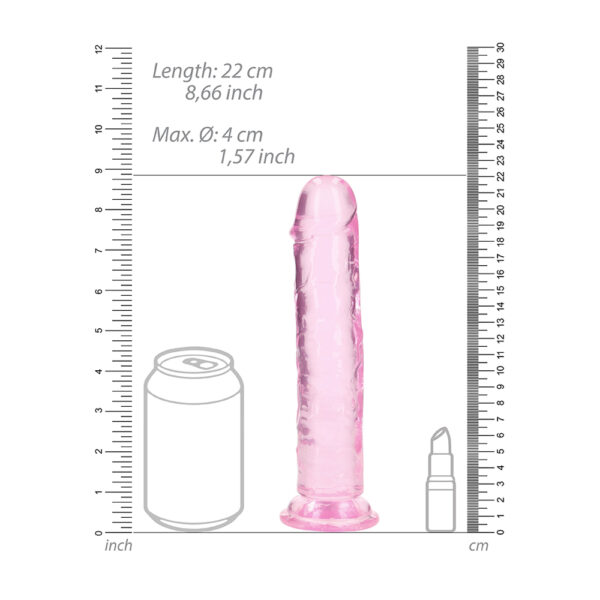 8714273520463 3 Realrock Crystal Clear Straight Realistic Dildo With Suction Cup 8'' Pink