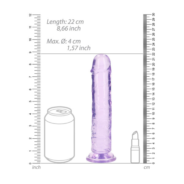 8714273520470 3 Realrock Crystal Clear Straight Realistic Dildo With Suction Cup 8'' Purple