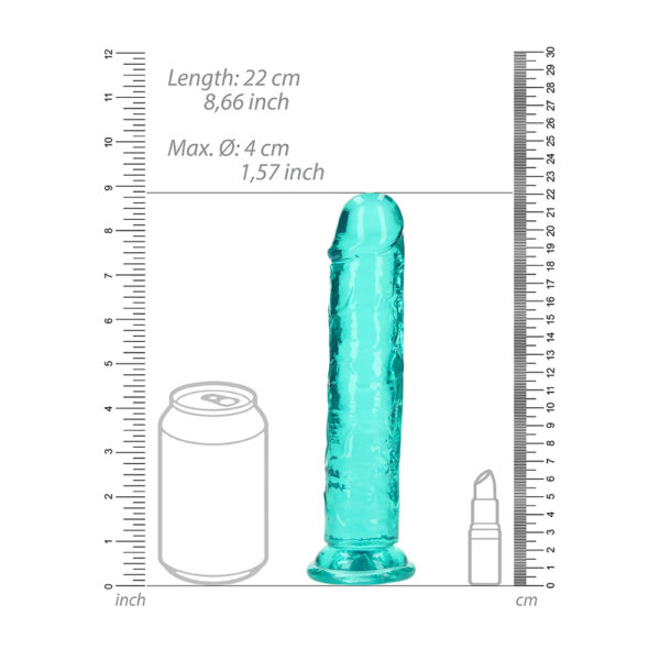 8714273520487 3 Realrock Crystal Clear Straight Realistic Dildo With Suction Cup 8'' Turquoise