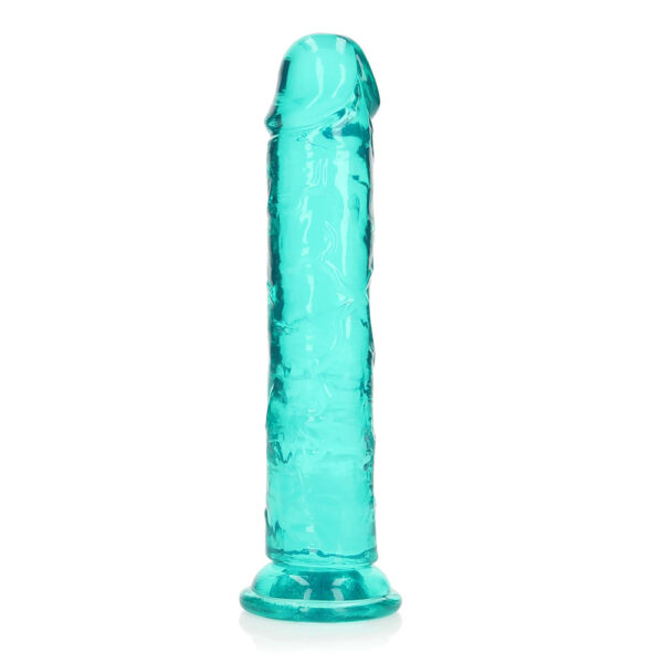 8714273520487 Realrock Crystal Clear Straight Realistic Dildo With Suction Cup 8'' Turquoise