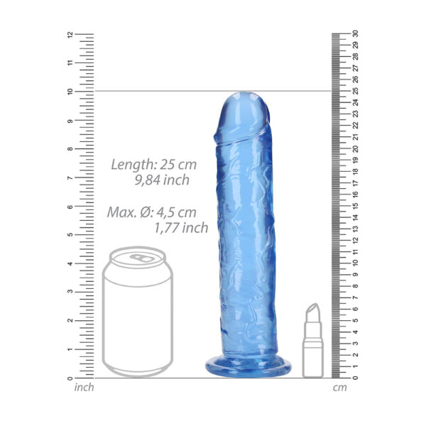 8714273520500 3 Realrock Crystal Clear Straight Realistic Dildo With Suction Cup 9'' Blue