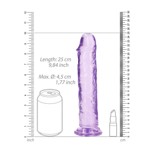 8714273520524 3 Realrock Crystal Clear Straight Realistic Dildo With Suction Cup 9'' Purple