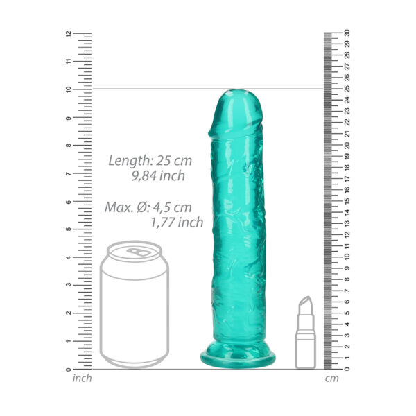 8714273520531 3 Realrock Crystal Clear Straight Realistic Dildo With Suction Cup 9'' Turquoise