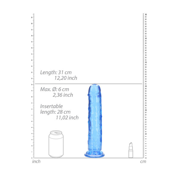 8714273520609 3 Realrock Crystal Clear Straight Realistic Dildo With Suction Cup 11'' Blue