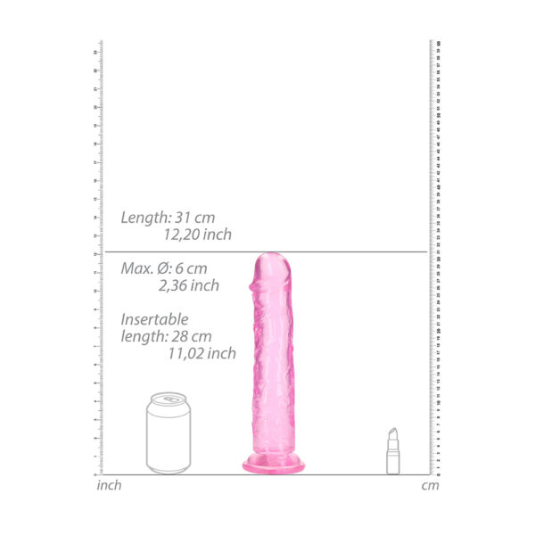 8714273520616 3 Realrock Crystal Clear Straight Realistic Dildo With Suction Cup 11'' Pink