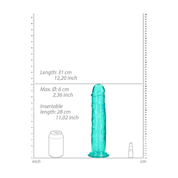 8714273520630 3 Realrock Crystal Clear Straight Realistic Dildo With Suction Cup 11'' Turquoise