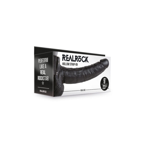 8714273520999 Realrock Hollow Strap-On With Balls 9" Black