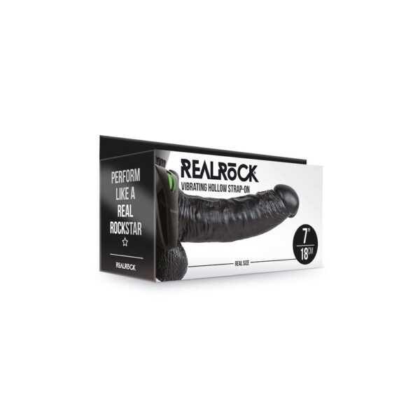 8714273521064 Realrock Vibrating Hollow Strap-On With Balls 7" Black