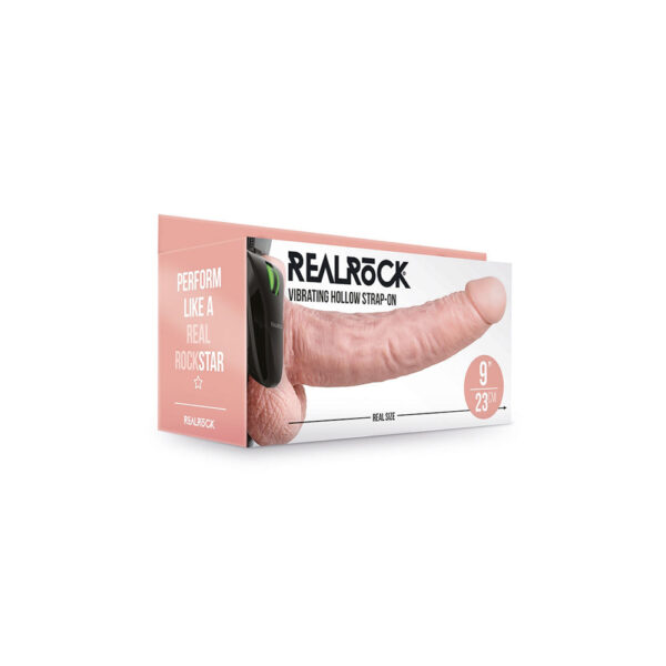 8714273521071 Realrock Vibrating Hollow Strap-On With Balls 9" Flesh