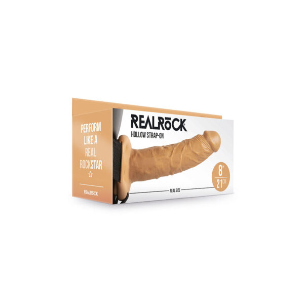 8714273521262 Realrock Hollow Strap-On Without Balls 8" Tan