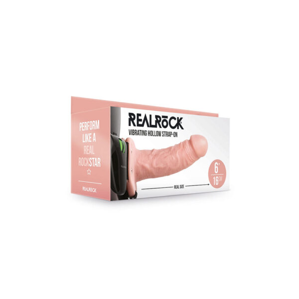 8714273521354 Realrock Vibrating Hollow Strap-On No Balls 6" Flesh